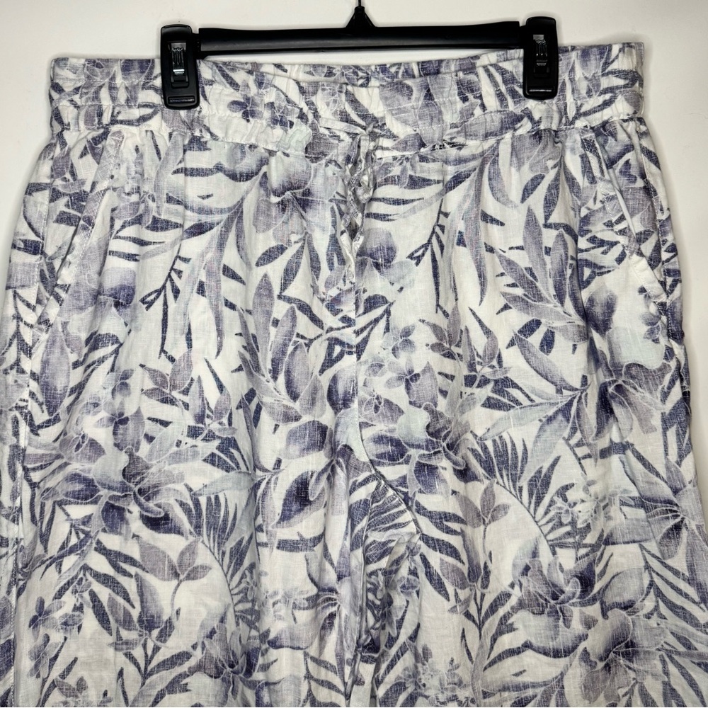 Tommy Bahama Women’s 100% Linen Wide Leg High Waisted Floral Print Pants Size L - Picture 2 of 8